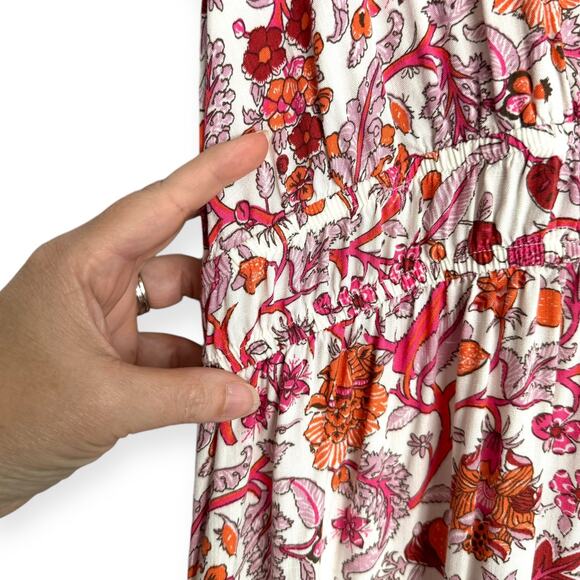 Knox Rose Pink Floral Print Surplice V Neck Ruffle Tiered Maxi Dress Womens XXL - Picture 6 of 12